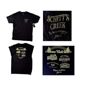 NWT Schitt's Creek T Shirt Sz L 2021 Black Where Everyone Fits In Rosebu…
